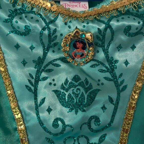 NWT Disney Princess Jasmine Deluxe Light-Up Costume Teal/Gold – Girls 4-6X - Picture 4 of 7